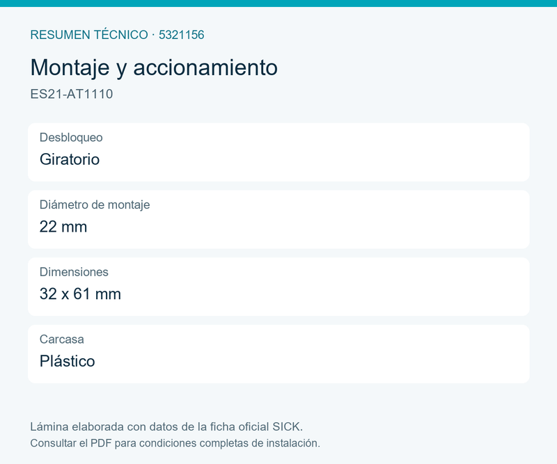 [Klever Portal:8216:d767645a45f5] SICK Dispositivo de mando con desbloqueo giratorio - ES21-AT1110