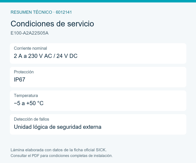 [Klever Portal:8222:5f2cab02d5b4] SICK Dispositivo de mando de seguridad con cable de 5 m - E100-A2A22S05A