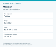 SICK Sensor de presión relativa de 0 a 2,5 bar - PBT-RB2X5AG2SS0AMA0Z