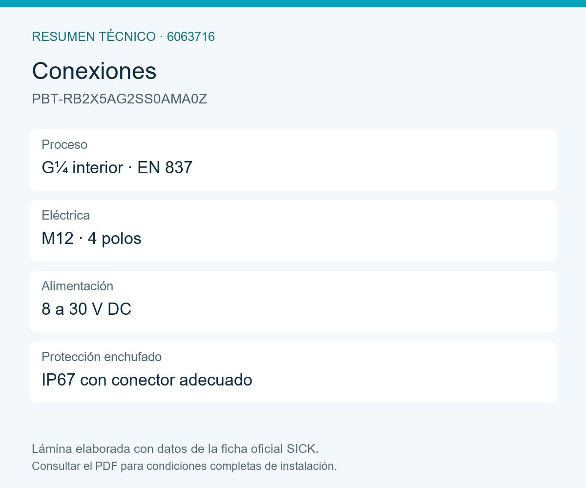 [Klever Portal:8227:3698548326f2] SICK Sensor de presión relativa de 0 a 2,5 bar - PBT-RB2X5AG2SS0AMA0Z