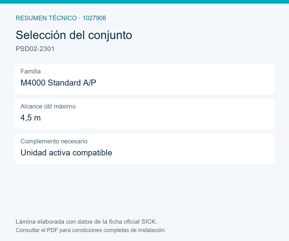 [Klever Portal:8232:38b96abfe7d2] SICK Unidad pasiva de 4 haces para M4000 Standard A/P - PSD02-2301