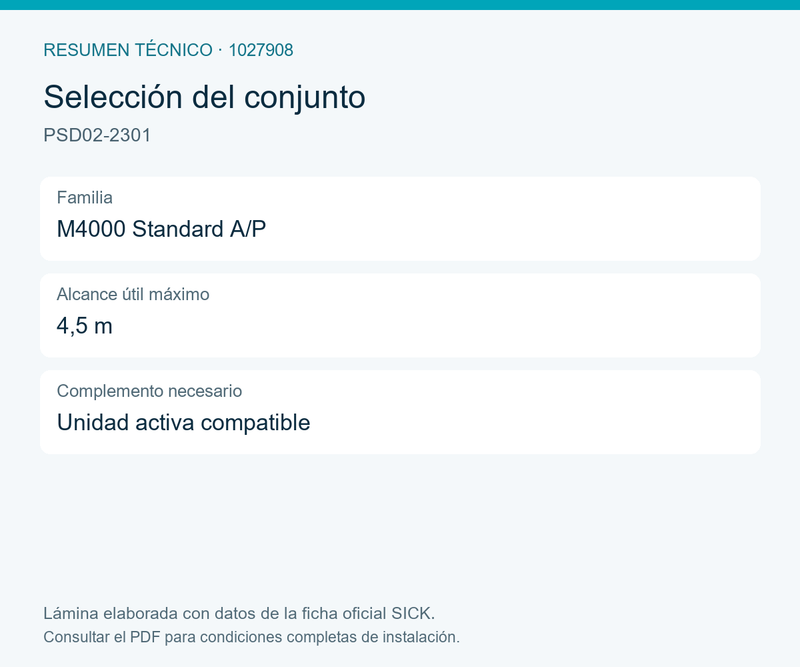 [Klever Portal:8232:38b96abfe7d2] SICK Unidad pasiva de 4 haces para M4000 Standard A/P - PSD02-2301