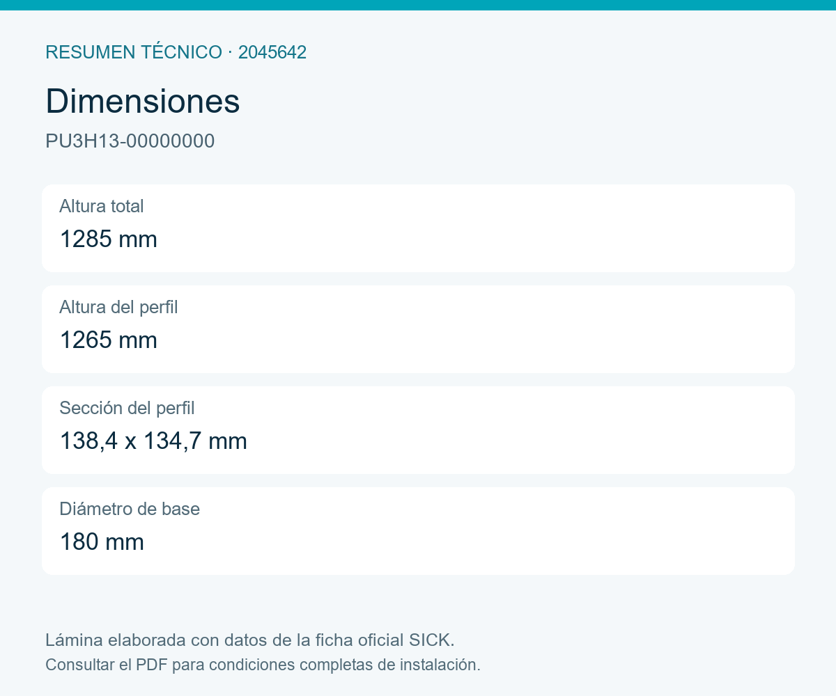 [Klever Portal:8251:639a3651205a] SICK Columna protectora para barreras y cortinas de seguridad - PU3H13-00000000
