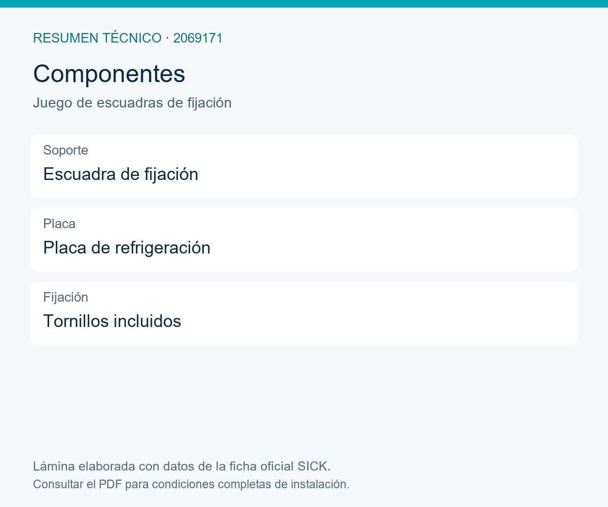 [Klever Portal:8285:f5f365b57f6a] SICK Juego de escuadras con placa de refrigeración - Juego de escuadras de fijación