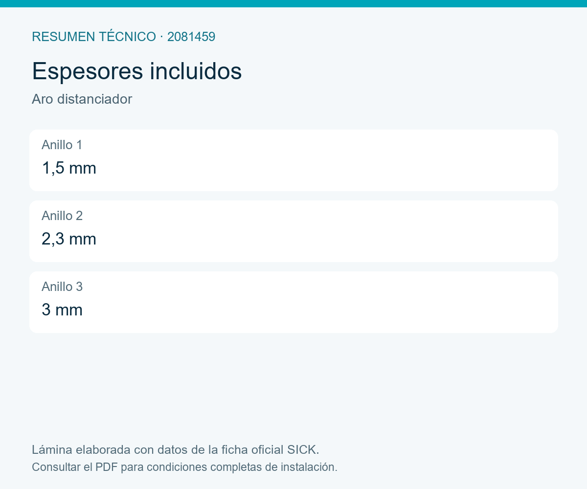 [Klever Portal:8296:b914624abdaf] SICK Juego de tres anillos distanciadores para montura S - Aro distanciador