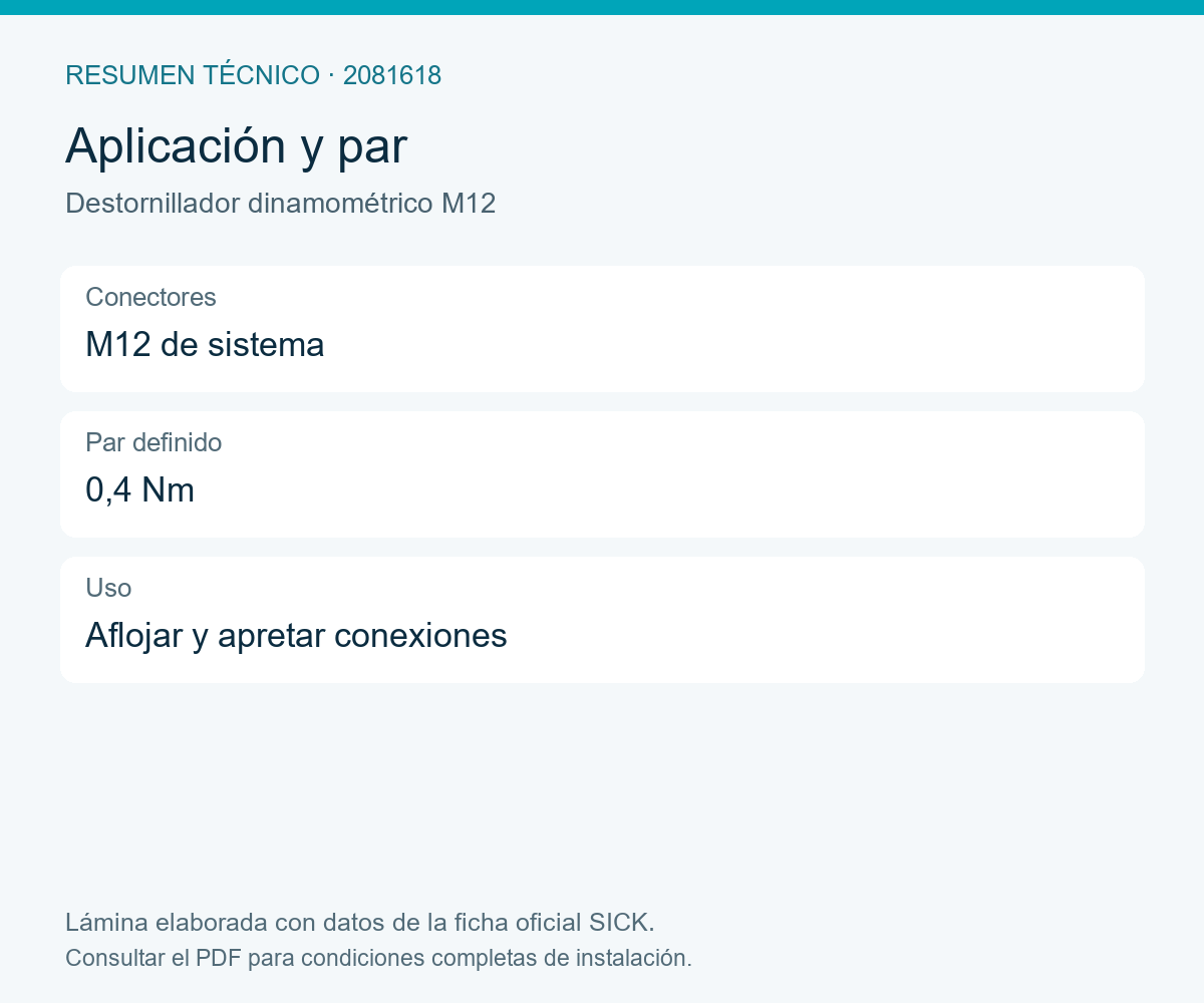 [Klever Portal:8300:e26ffa1d1026] SICK Destornillador dinamométrico de 0,4 Nm para conectores M12 - Destornillador dinamométrico M12