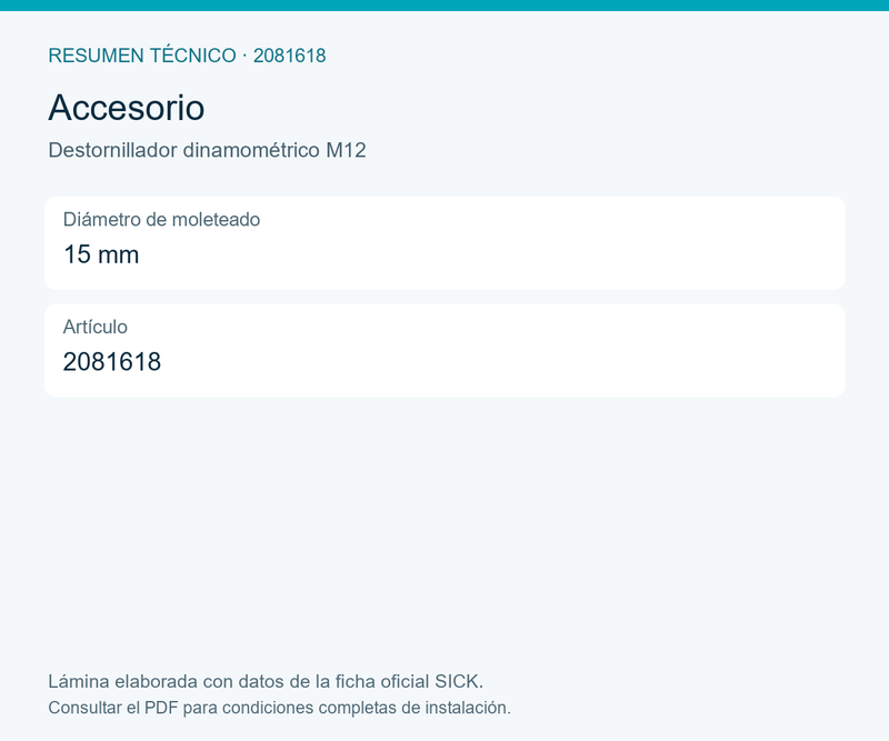 [Klever Portal:8302:a8e23c019723] SICK Destornillador dinamométrico de 0,4 Nm para conectores M12 - Destornillador dinamométrico M12