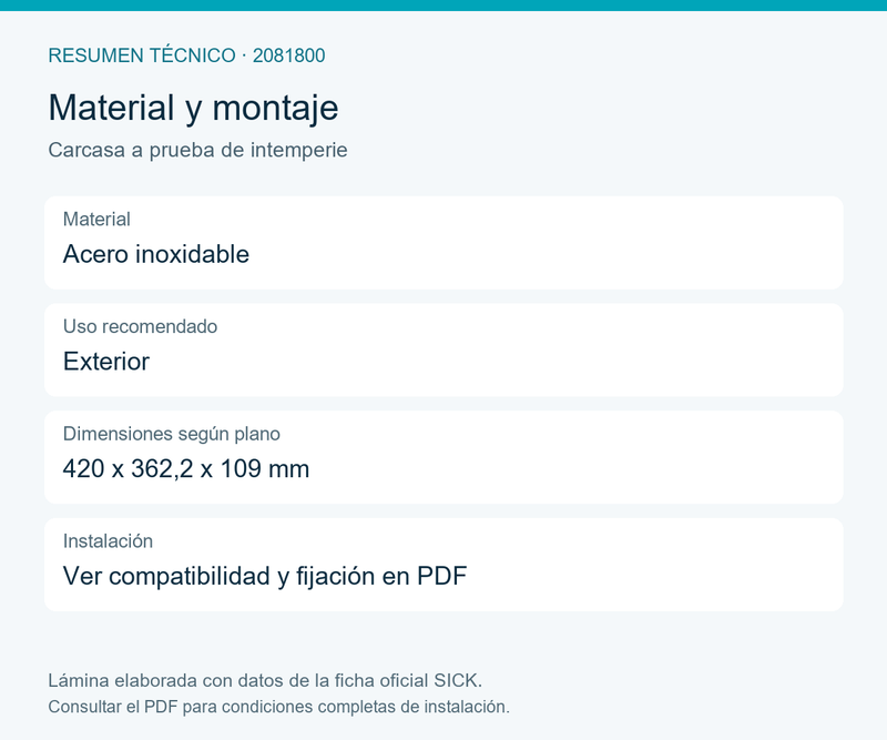 [Klever Portal:8307:f9738a419d4b] SICK Carcasa inoxidable de protección exterior para RFID - Carcasa a prueba de intemperie