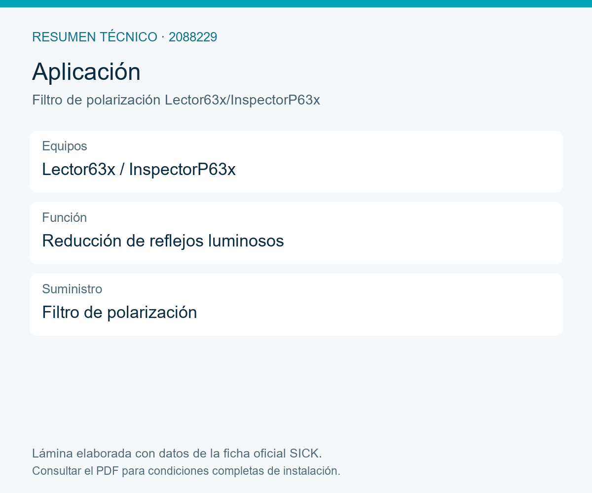 [Klever Portal:8316:933e1f528795] SICK Filtro de polarización para Lector63x e InspectorP63x - Filtro de polarización Lector63x/InspectorP63x