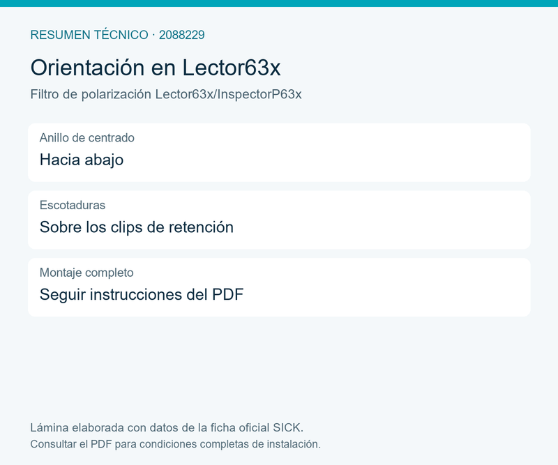 [Klever Portal:8317:b88b4ec65d67] SICK Filtro de polarización para Lector63x e InspectorP63x - Filtro de polarización Lector63x/InspectorP63x