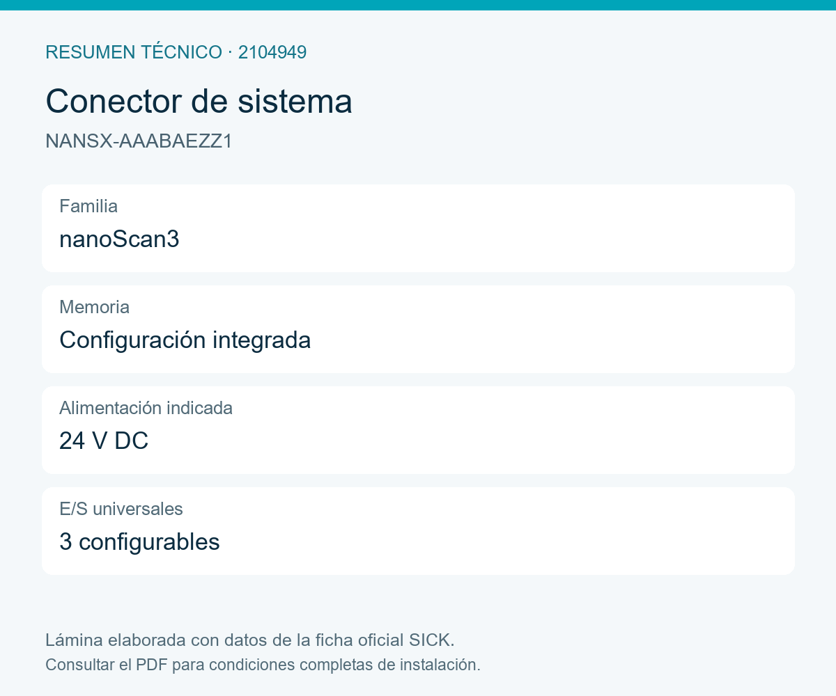 [Klever Portal:8327:75bfeb01f7c7] SICK Conector de sistema nanoScan3 con memoria integrada - NANSX-AAABAEZZ1