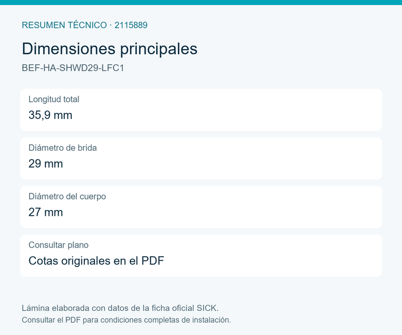 [Klever Portal:8342:51a2e0085f4d] SICK Adaptador soldado D29 - BEF-HA-SHWD29-LFC1