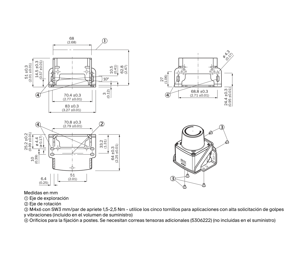 [Klever Portal:8356:9a8a83c013ce] SICK Escuadra para montaje frontal o superior picoScan100 - Escuadra de fijación picoScan100