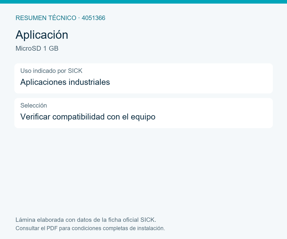[Klever Portal:8366:bd61b0f4db7b] SICK Tarjeta de memoria industrial - MicroSD 1 GB
