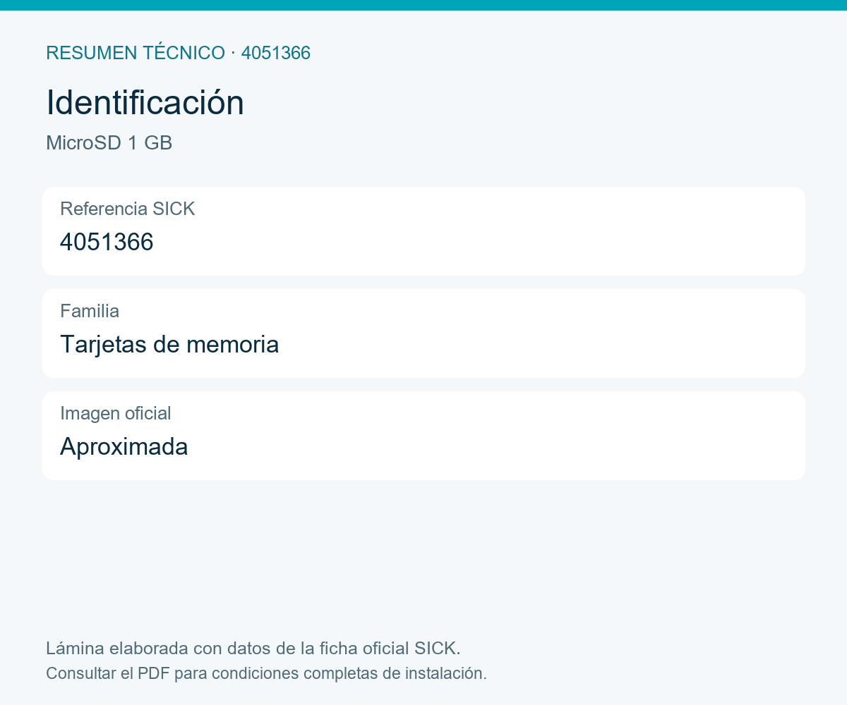 [Klever Portal:8367:24559c9e4b25] SICK Tarjeta de memoria industrial - MicroSD 1 GB