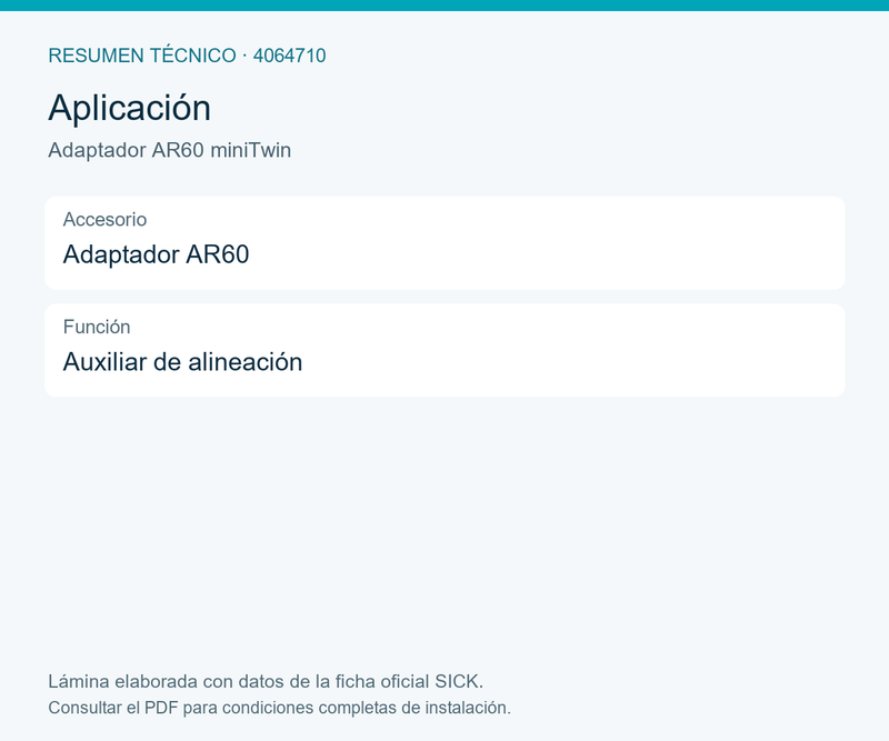 [Klever Portal:8371:807be4ccb551] SICK Adaptador para auxiliar de alineación - Adaptador AR60 miniTwin