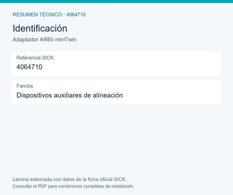 [Klever Portal:8372:d68185faf7b4] SICK Adaptador para auxiliar de alineación - Adaptador AR60 miniTwin