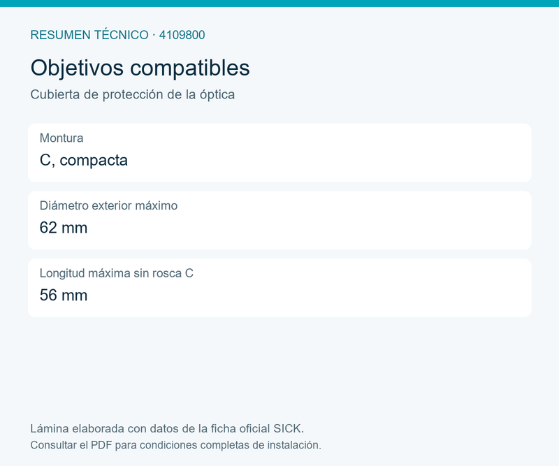 [Klever Portal:8375:704ac60dd16a] SICK Cubierta para objetivos compactos de montura C - Cubierta de protección de la óptica