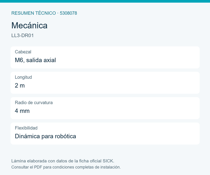 [Klever Portal:8391:6fbb985496cf] SICK Fibra óptica flexible M6 para palpado - LL3-DR01