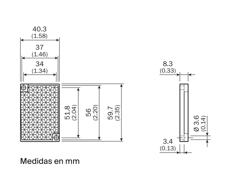 [Klever Portal:8405:8c2b060f5595] SICK Reflector rectangular para montaje M3 - PL40B