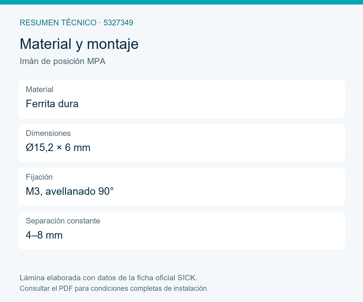 [Klever Portal:8432:d5d0f48f9952] SICK Imán de ferrita dura con fijación M3 - Imán de posición MPA