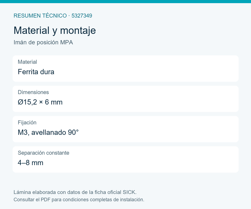 [Klever Portal:8432:d5d0f48f9952] SICK Imán de ferrita dura con fijación M3 - Imán de posición MPA