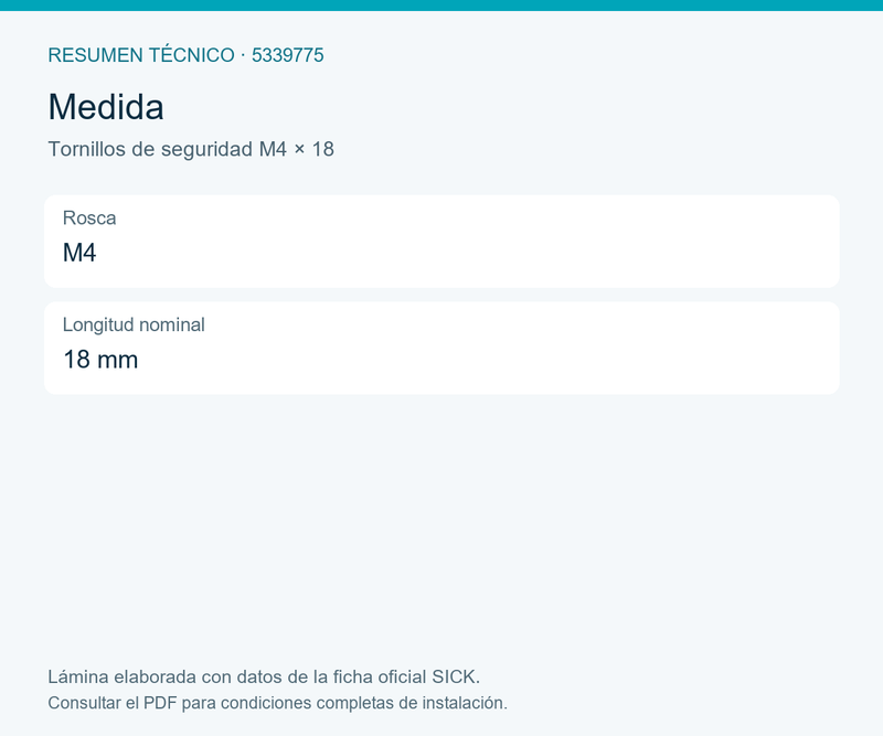 [Klever Portal:8435:9ba6706bead4] SICK Tornillos de seguridad, envase de diez unidades - Tornillos de seguridad M4 × 18