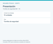 SICK Tornillos de seguridad, envase de diez unidades - Tornillos de seguridad M4 × 18