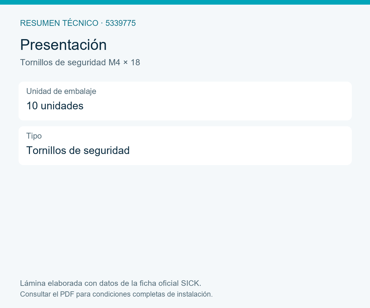 [Klever Portal:8436:46f6dc1ae40d] SICK Tornillos de seguridad, envase de diez unidades - Tornillos de seguridad M4 × 18