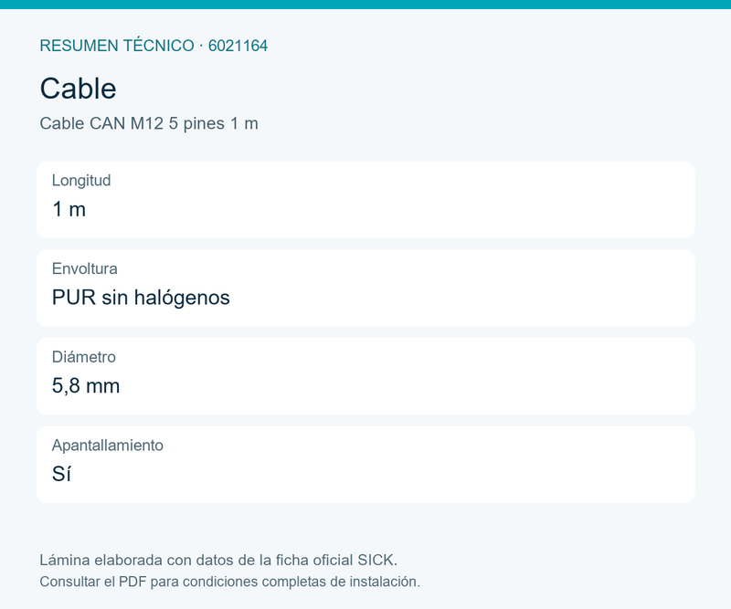 [Klever Portal:8456:e3edb65960e3] SICK Cable CANopen y DeviceNet apantallado - Cable CAN M12 5 pines 1 m