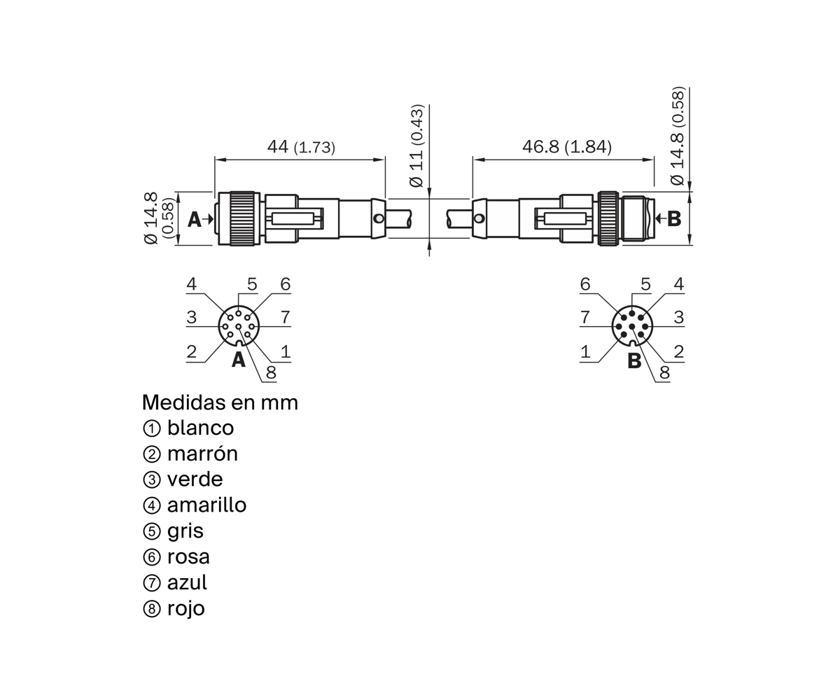[Klever Portal:8460:b3bb525b8e6b] SICK Cable M12 de ocho polos apantallado, 1 m - DSL-1208-G01MAC