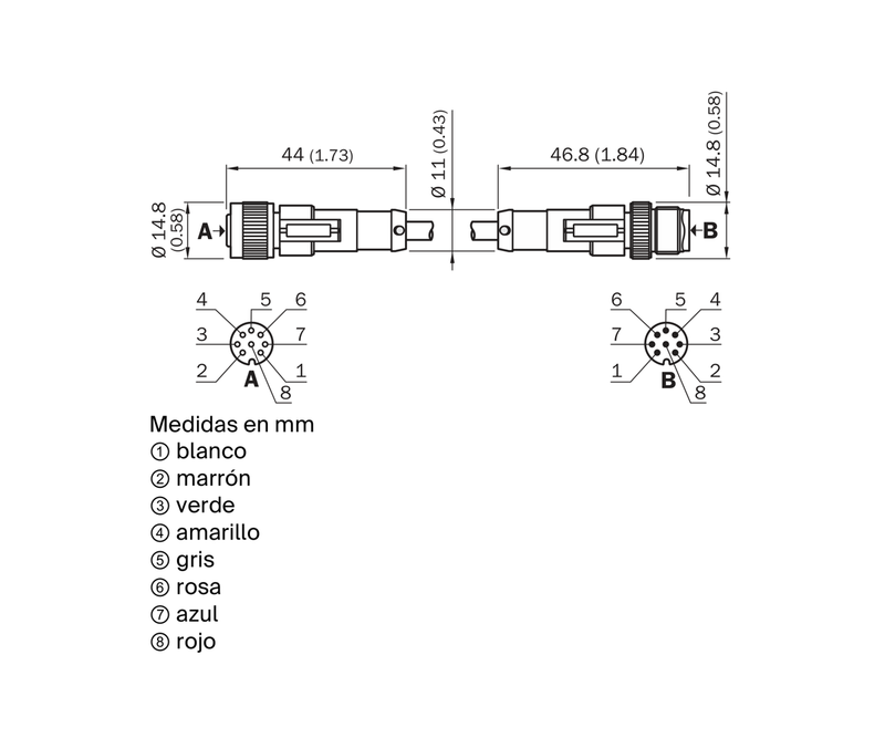 [Klever Portal:8460:b3bb525b8e6b] SICK Cable M12 de ocho polos apantallado, 1 m - DSL-1208-G01MAC