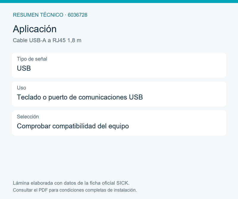 [Klever Portal:8482:b47f2fd391c8] SICK Cable de interconexión USB para teclado o puerto COM - Cable USB-A a RJ45 1,8 m