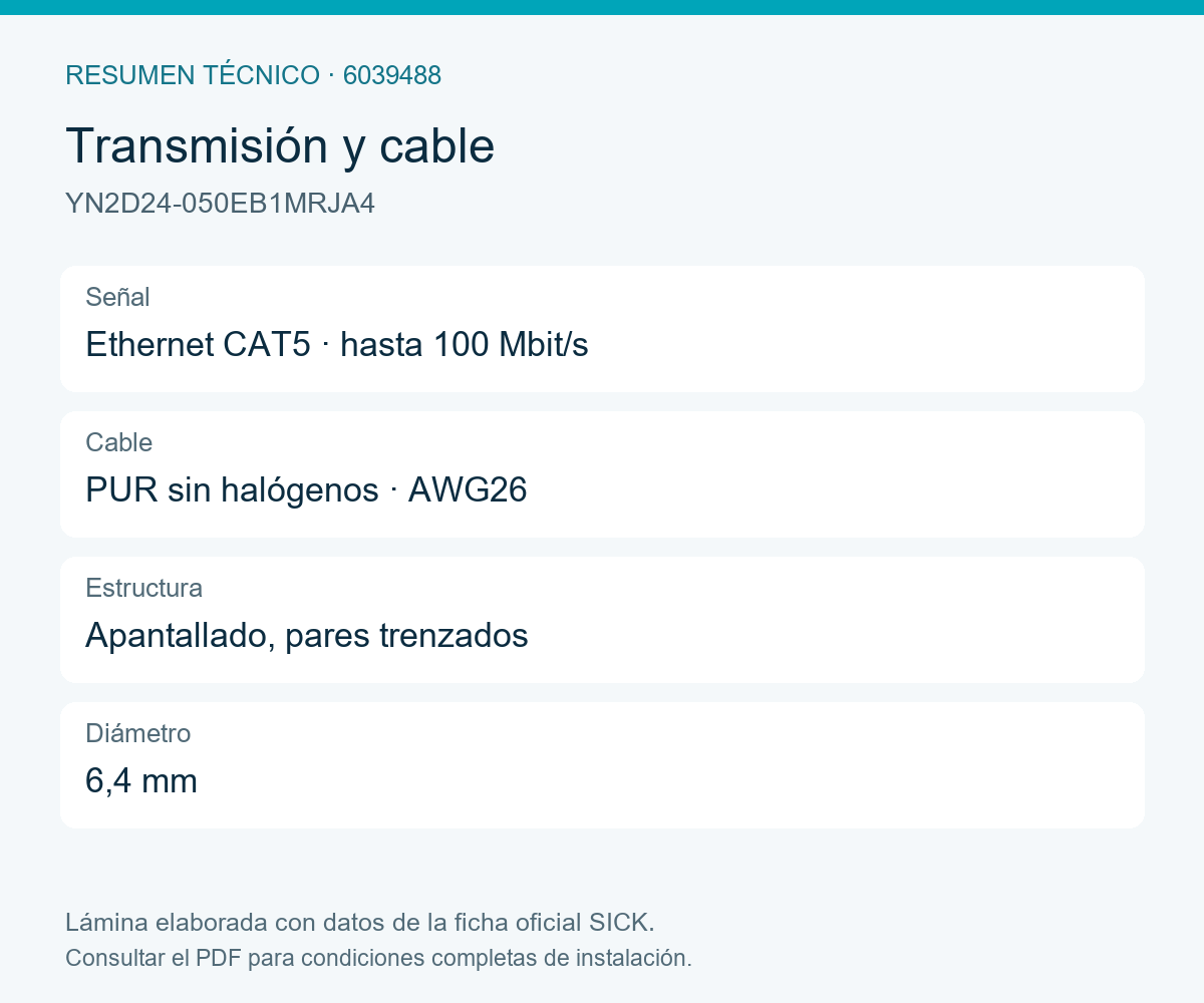 [Klever Portal:8496:36a4676ab1a9] SICK Cable Ethernet M12 D a RJ45, 5 m - YN2D24-050EB1MRJA4