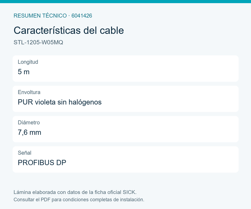 [Klever Portal:8505:c3caf06b2f87] SICK Cable PROFIBUS DP M12 B acodado, 5 m - STL-1205-W05MQ