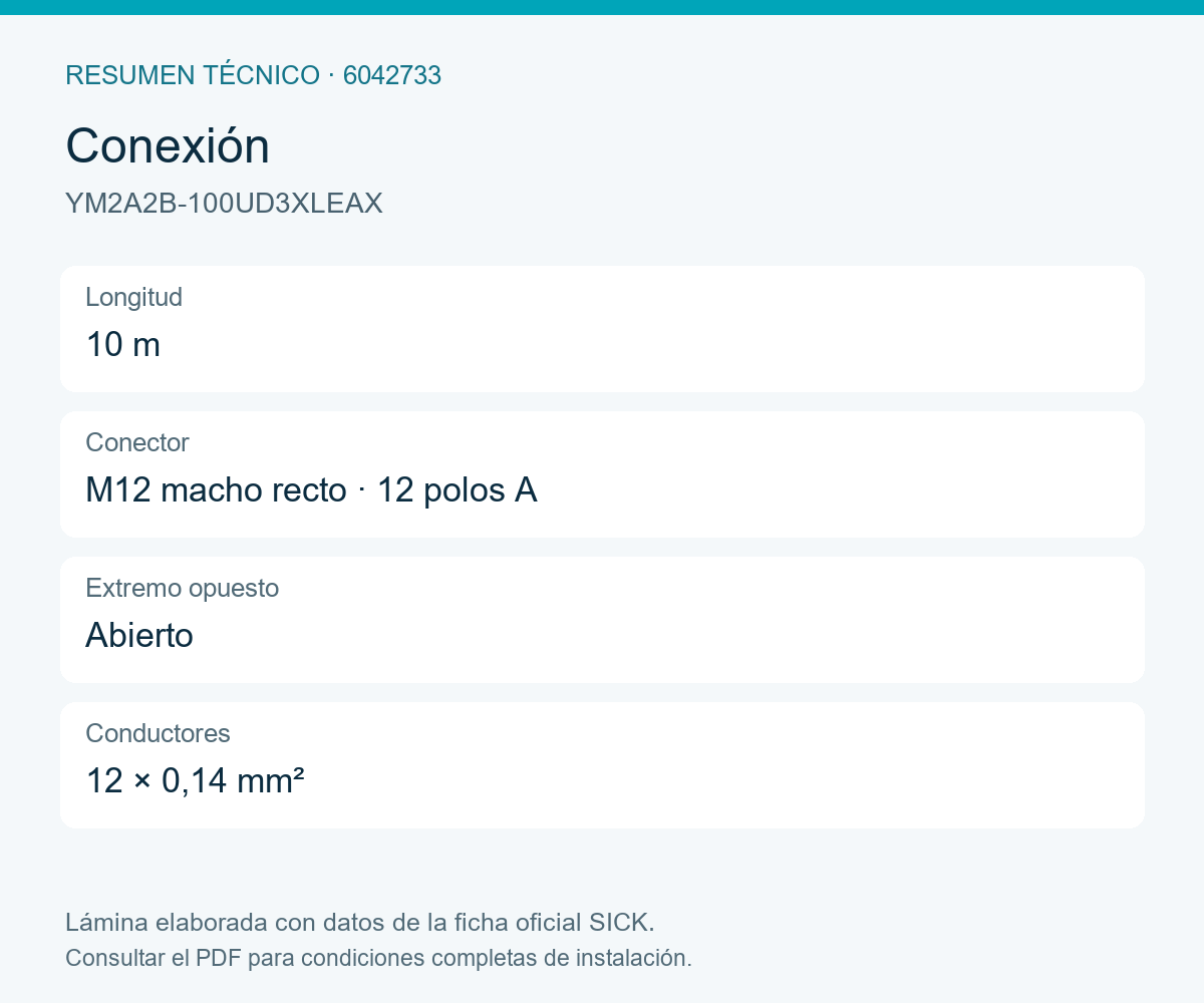 [Klever Portal:8520:cc959838cbf1] SICK Cable M12 macho de doce polos apantallado, 10 m - YM2A2B-100UD3XLEAX