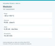 SICK Sensor de temperatura Pt100 con salida 4–20 mA - TBT-1AAS20253PZ