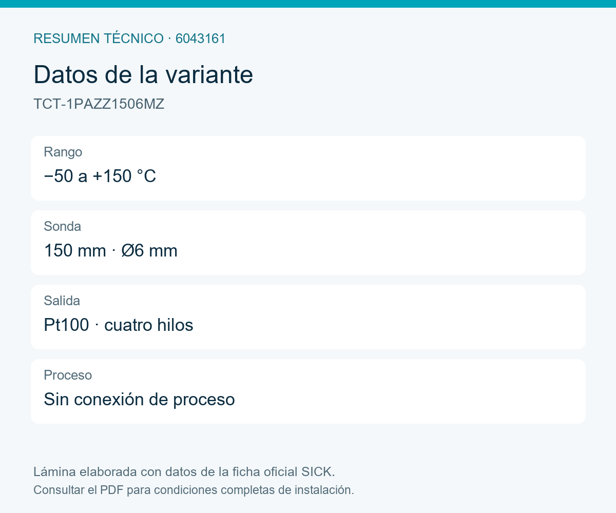 [Klever Portal:8542:945c52bc957c] SICK Sensor de temperatura Pt100 de cuatro hilos - TCT-1PAZZ1506MZ