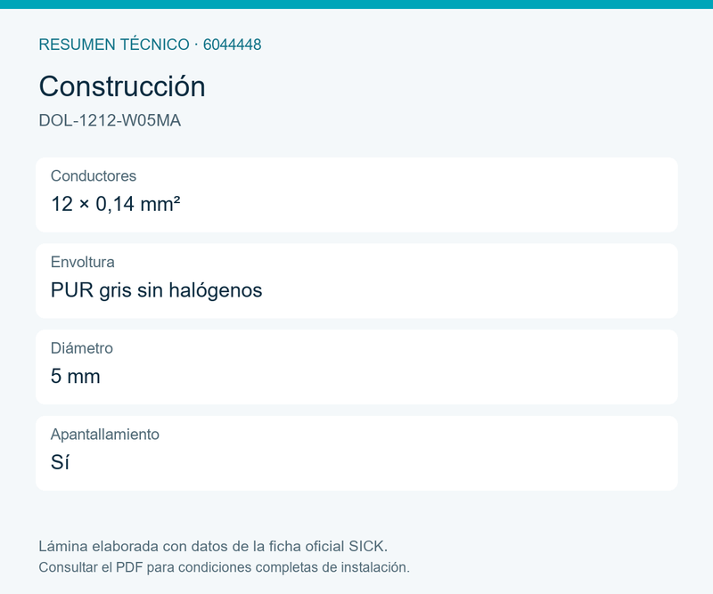 [Klever Portal:8546:9d79e355d1d2] SICK Cable M12 hembra acodado de doce polos, 5 m - DOL-1212-W05MA