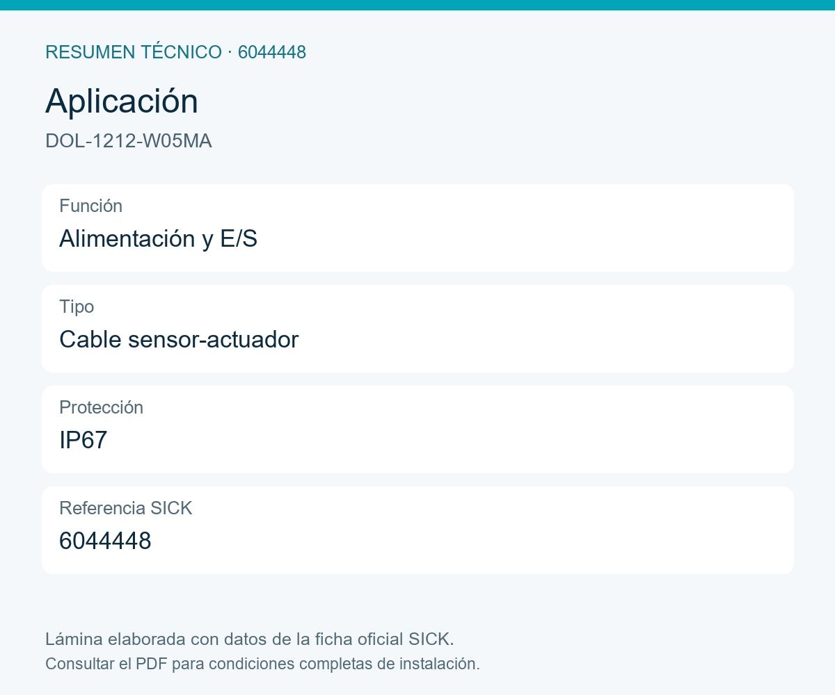 [Klever Portal:8547:1df03616e37a] SICK Cable M12 hembra acodado de doce polos, 5 m - DOL-1212-W05MA