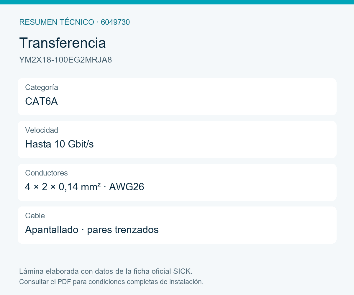 [Klever Portal:8551:1278ca9db6e8] SICK Cable Ethernet CAT6A M12 X a RJ45, 10 m - YM2X18-100EG2MRJA8