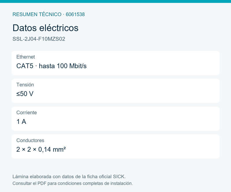 [Klever Portal:8581:dbf398b05713] SICK Cable Ethernet RJ45 a M12 D acodado, 10 m - SSL-2J04-F10MZS02