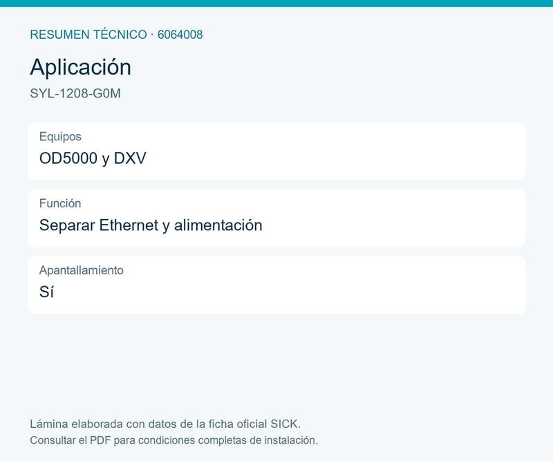 [Klever Portal:8586:c033aef023c1] SICK Separador Ethernet y alimentación para OD5000 y DXV - SYL-1208-G0M