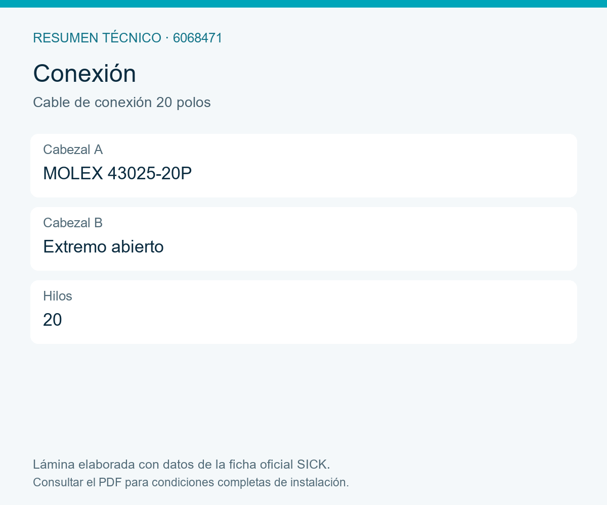 [Klever Portal:8595:7ceda5c115c6] SICK Cable MOLEX de veinte hilos - Cable de conexión 20 polos