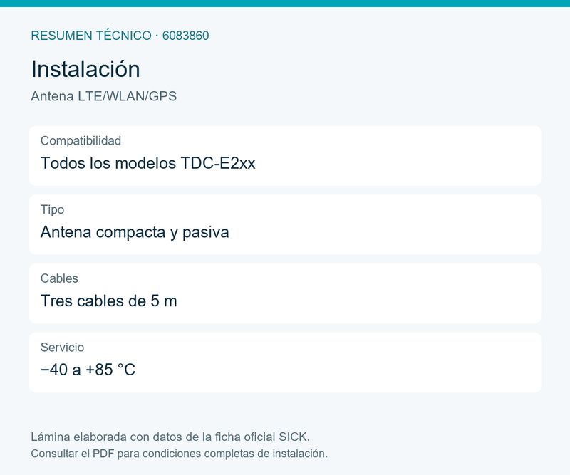 [Klever Portal:8612:cceac084ab1c] SICK Antena combinada exterior para TDC-E2xx - Antena LTE/WLAN/GPS