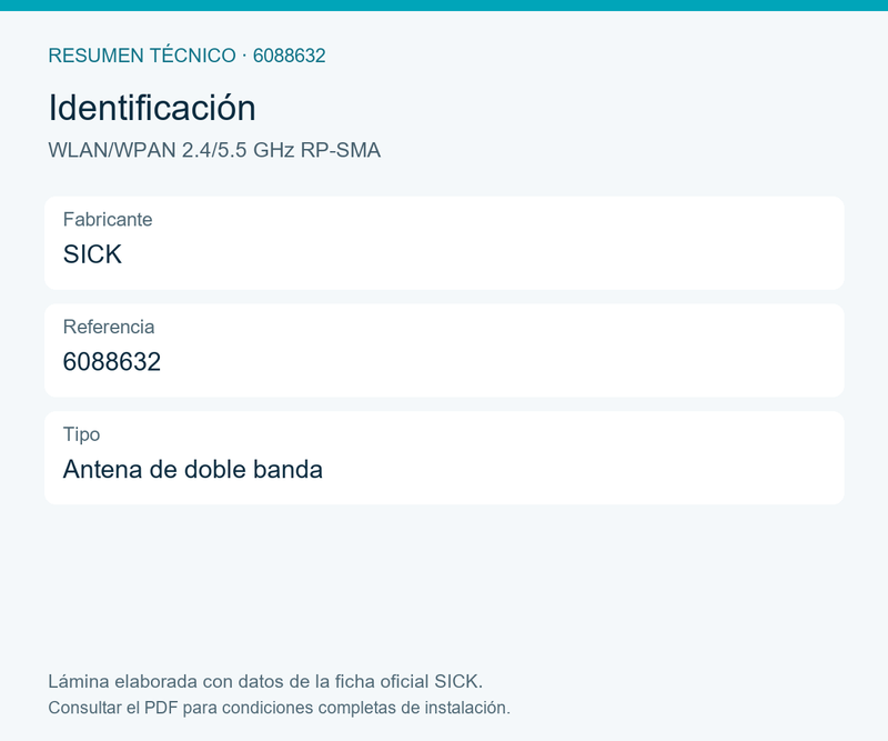 [Klever Portal:8652:a61b9c44d572] SICK Antena omnidireccional WLAN de doble banda - WLAN/WPAN 2.4/5.5 GHz RP-SMA