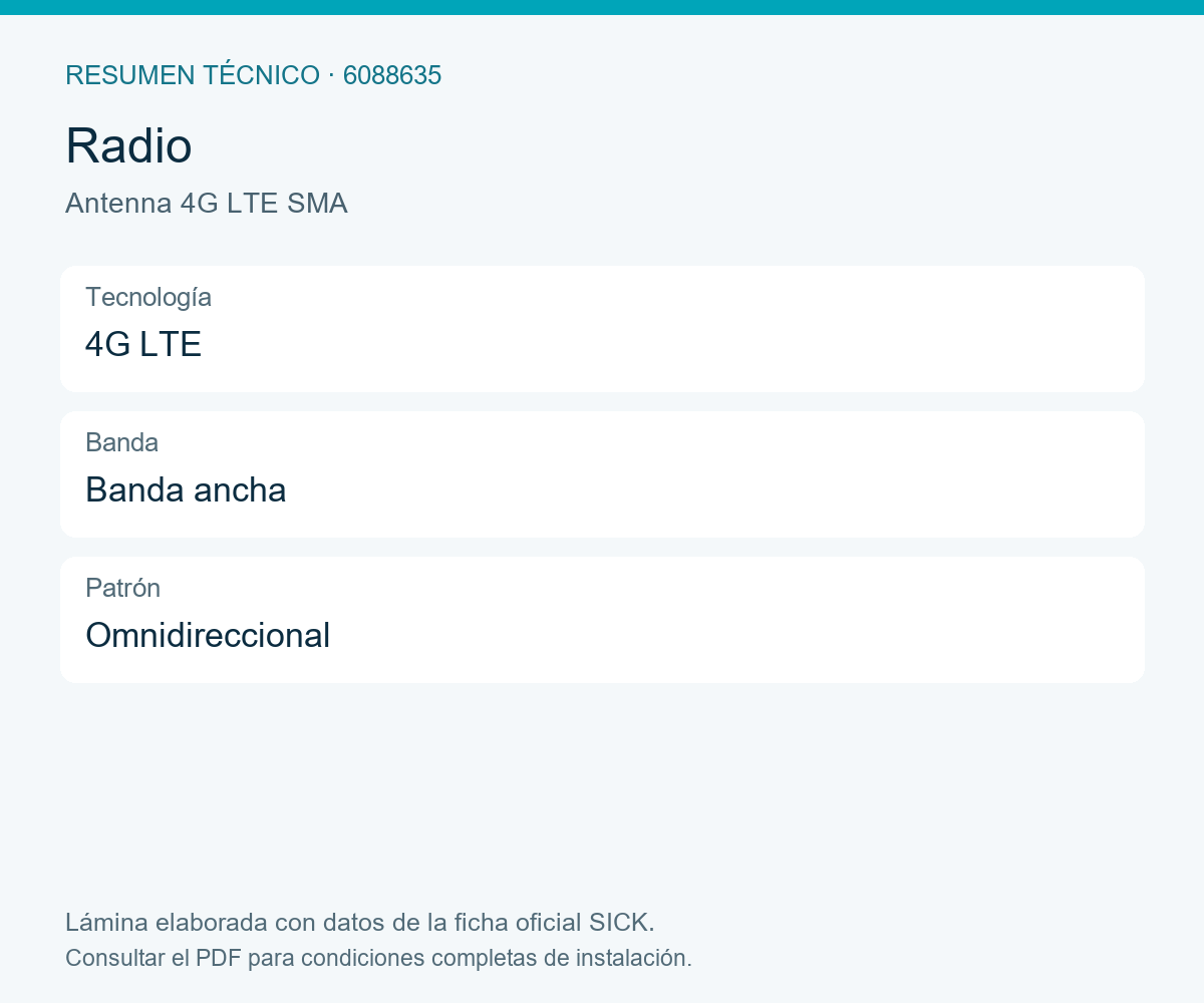 [Klever Portal:8655:1e76625a5175] SICK Antena celular 4G LTE omnidireccional - Antenna 4G LTE SMA