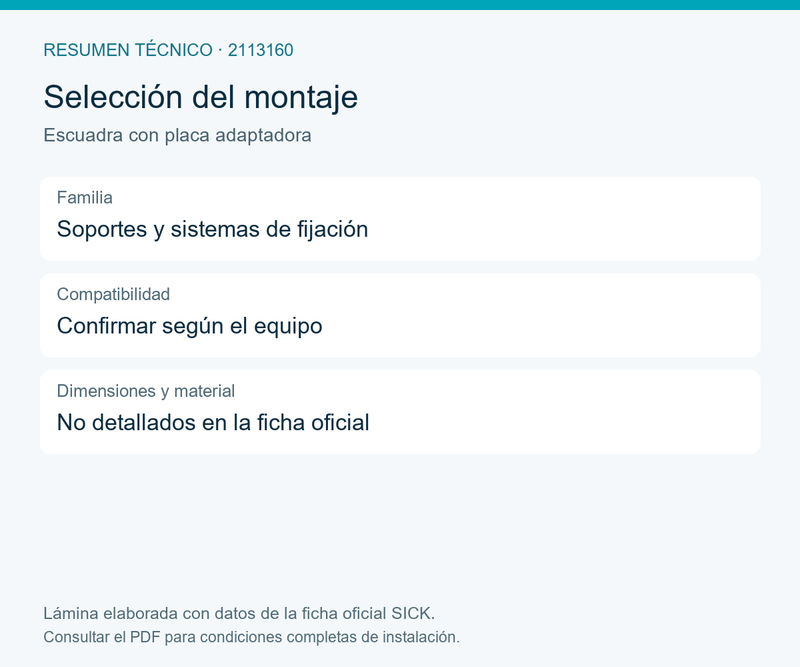 [Klever Portal:8672:dcf0a11c3c04] SICK Escuadra de fijación con placa adaptadora - Escuadra con placa adaptadora