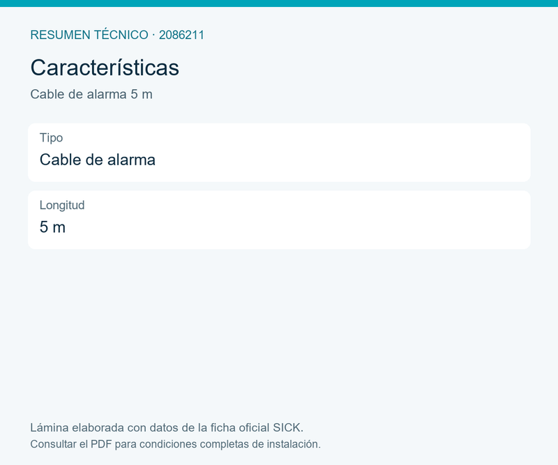 [Klever Portal:8675:62d2365d6d9e] SICK Cable de alarma de cinco metros - Cable de alarma 5 m