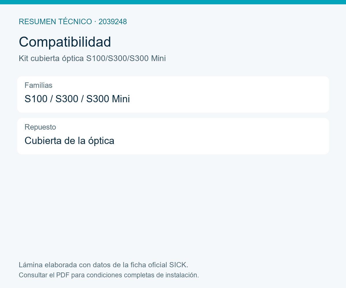 [Klever Portal:8685:7d1469c696e1] SICK Cubierta óptica de repuesto con junta y tornillos - Kit cubierta óptica S100/S300/S300 Mini